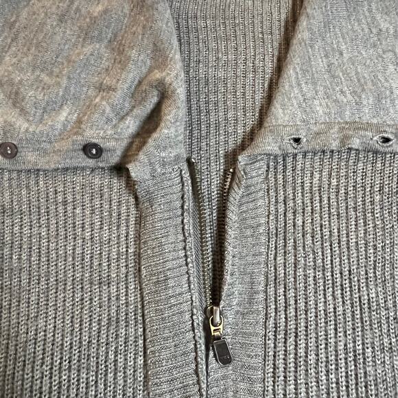 LOFT Lounge Cowl Neck Full Zipper Tunic Sweater Jacket Size Large Cozy Casual - Picture 6 of 9